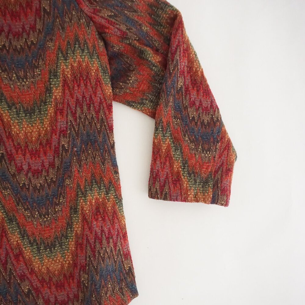 Vintage BonWorth Red Gold Southwestern Tapestry Zip Jacket Western Patchwork XLP - Picture 10 of 10